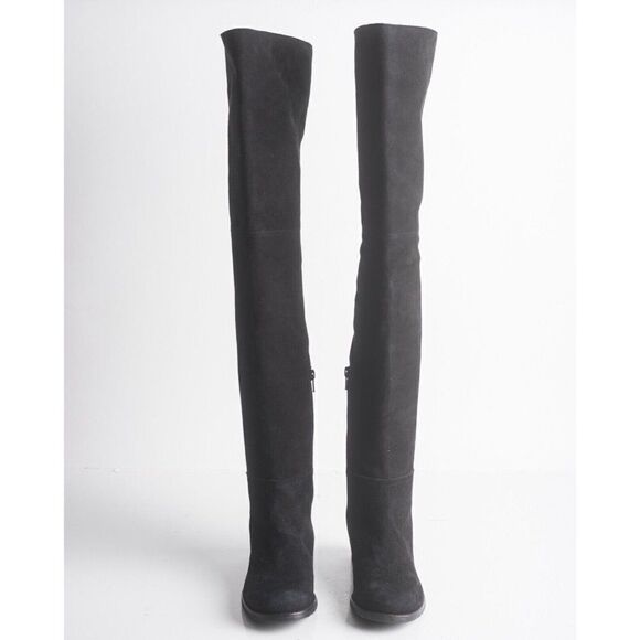 Stuart Weitzman Womens Black Suede Thigh High Boots Flats Pull On Sz US 6 - Picture 4 of 8